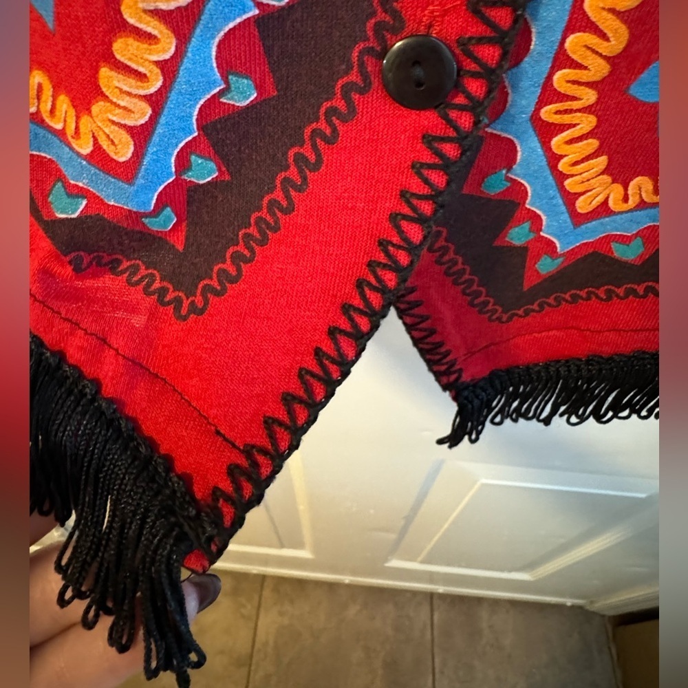 Western Painted Fringe Vest Cowgirl Rodeo Boho Country Vintage 90’s Fun Colorful - Picture 2 of 11